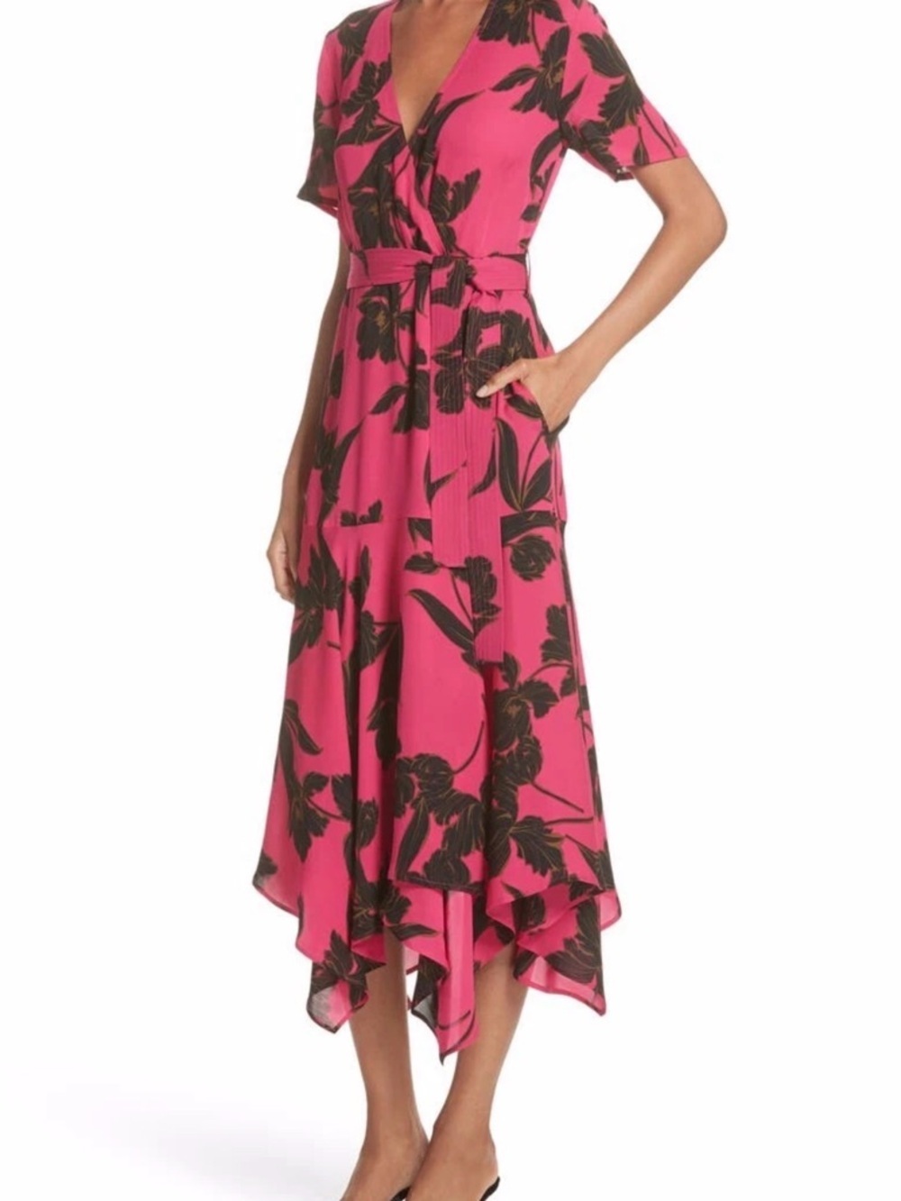 A.L.C. "Cora" Silk Midi Wrap Dress - Picture 3 of 8